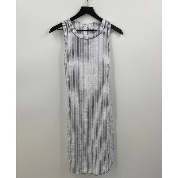 Three Dots Blue and White Striped Linen Dress Size Small - Picture 1 of 7